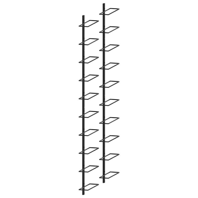 Pemberly Row 2 Pc 20 Bottles Metal Wall-Mounted Wine Racks in Black
