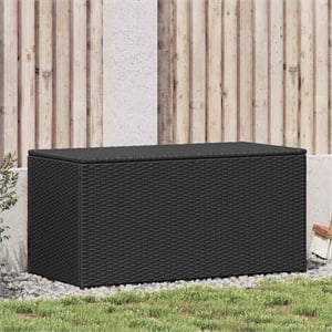 Pemberly Row 39.3&quotX19.6&quotX19.6&quot Poly and Rattan Patio Storage Box in Black