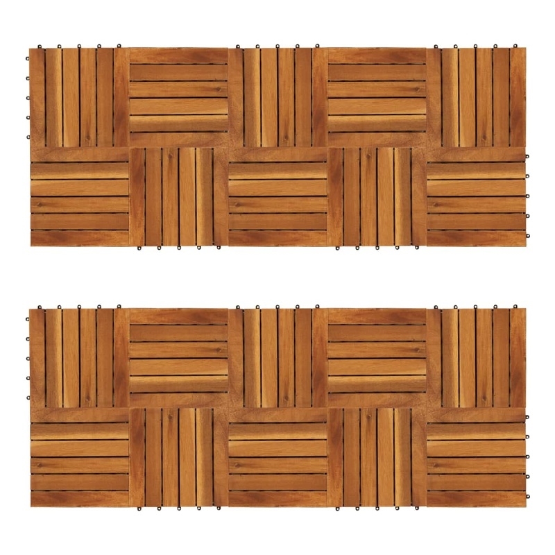 Pemberly Row Vertical Pattern Acacia Decking Tiles in Brown (Set of 20)