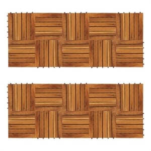 Pemberly Row Vertical Pattern Acacia Decking Tiles in Brown (Set of 20)