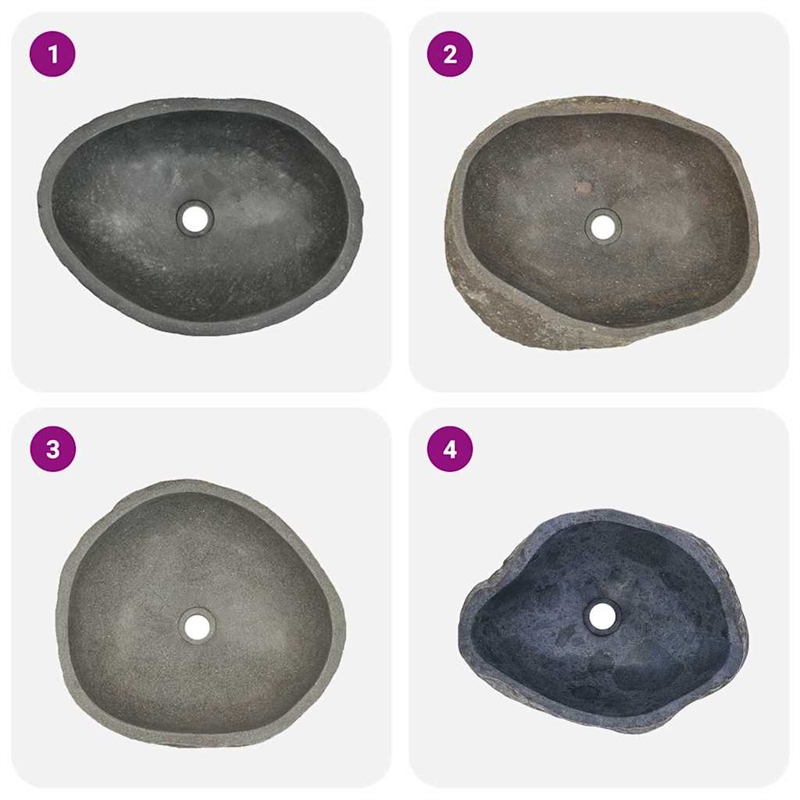 Pemberly Row Contemporary Oval Basin River Stone in Gray Finish