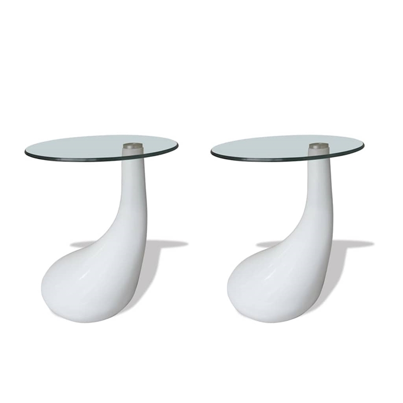 Pemberly Row 2 Piece Tempered Fiberglass Coffee Table in High Gloss White