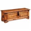 Pemberly Row Contemporary Grains Solid Mango Wood Storage Chest in Brown