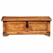 Pemberly Row Contemporary Grains Solid Mango Wood Storage Chest in Brown