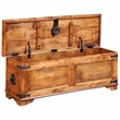 Pemberly Row Contemporary Grains Solid Mango Wood Storage Chest in Brown