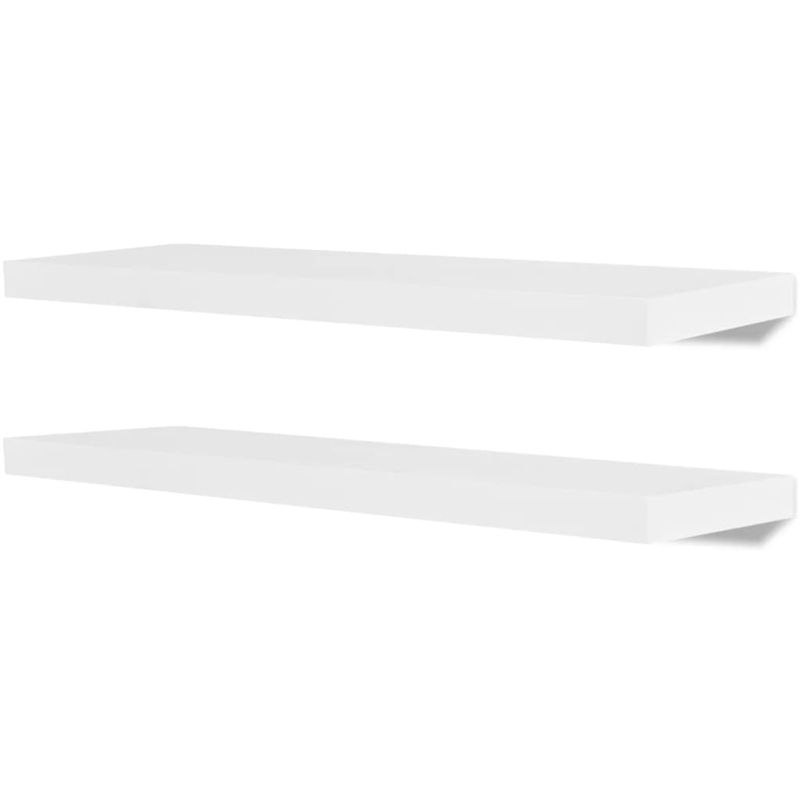 Pemberly Row MDF Wall Shelf With A Matte Finish in White (Set of 2)