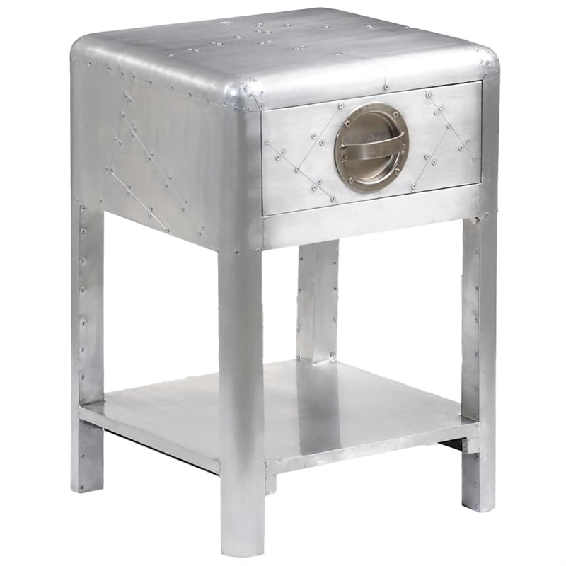 Pemberly Row Wood Frame w/ aluminum paneling Compact Console Table in Silver