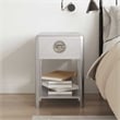 Pemberly Row Wood Frame w/ aluminum paneling Compact Console Table in Silver