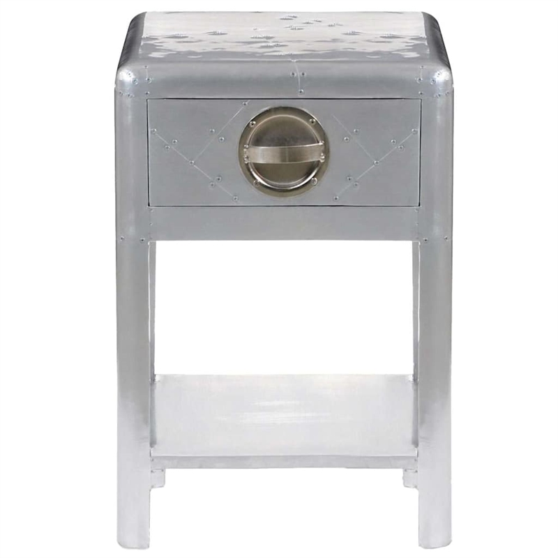 Pemberly Row Wood Frame w/ aluminum paneling Compact Console Table in Silver