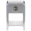 Pemberly Row Wood Frame w/ aluminum paneling Compact Console Table in Silver