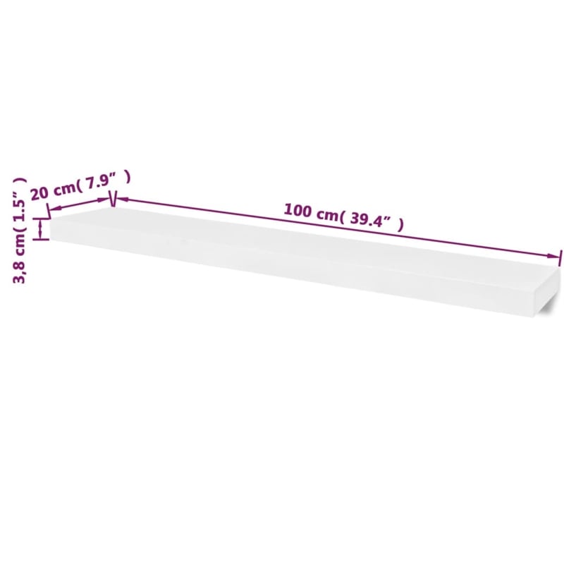 Pemberly Row Contemporary MDF Wall Shelf in White (Set of 2)