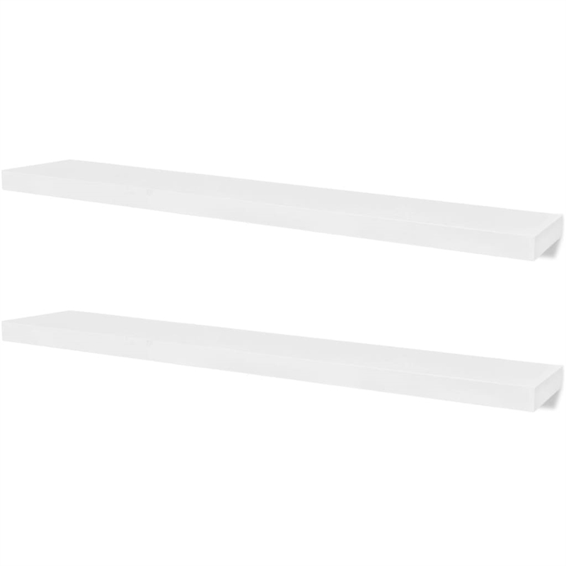Pemberly Row 47.2 in Wide MDF Wall Mounting Shelf in White (Set of 2)