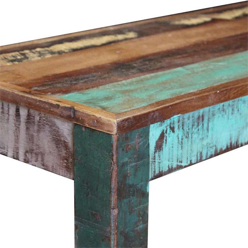 Pemberly Row Solid Reclaimed Wood Medium Durable Bench in Multicolour
