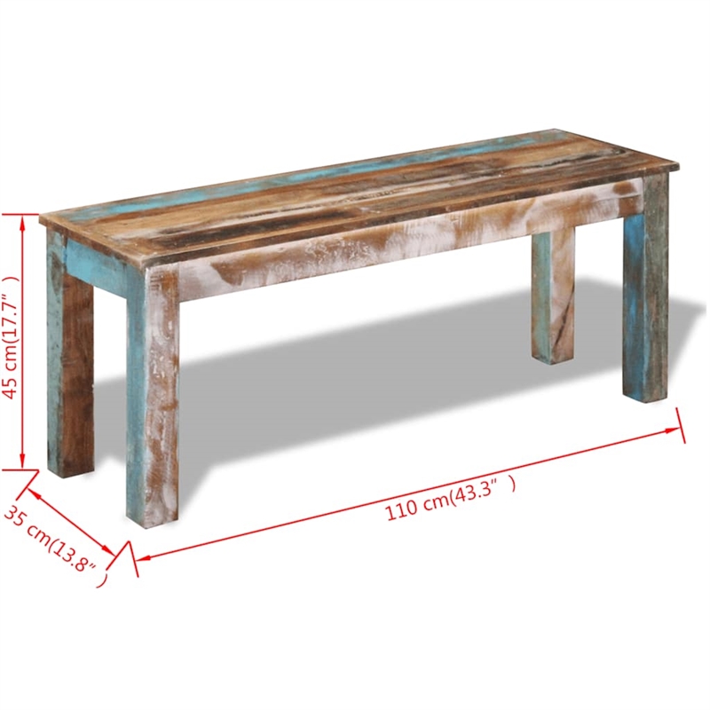 Pemberly Row Solid Reclaimed Wood Medium Durable Bench in Multicolour