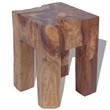 Pemberly Row Classic/Traditional Solid Teak Square Stool Wood in Brown