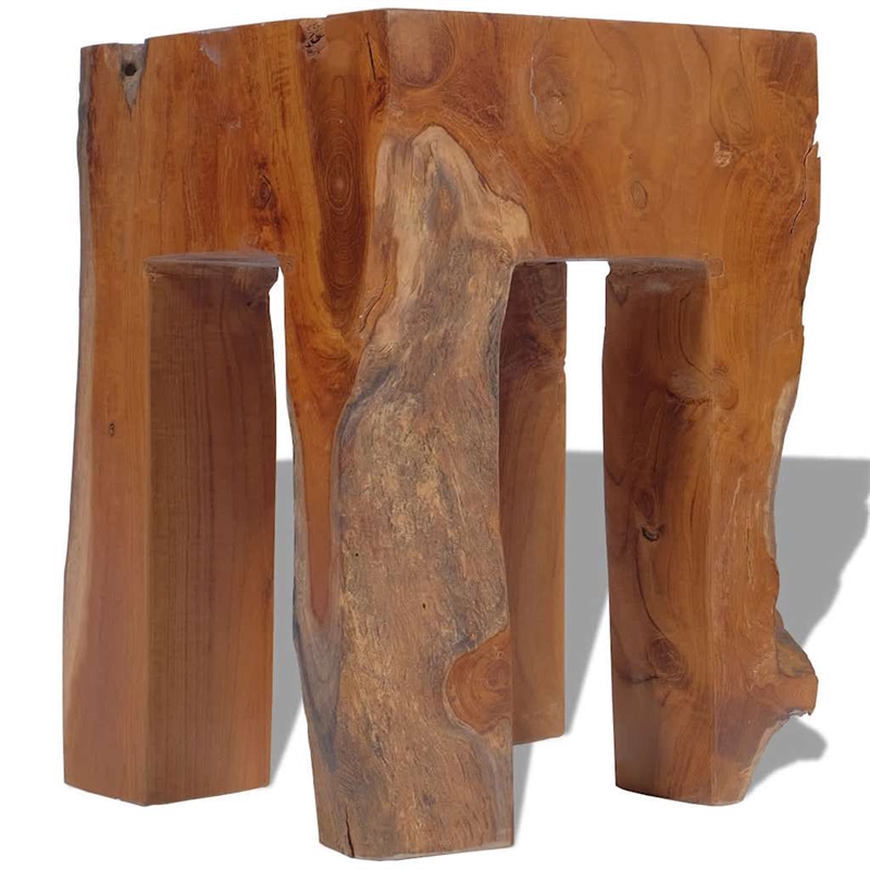 Pemberly Row Classic/Traditional Solid Teak Square Stool Wood in Brown