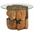 Pemberly Row Medium Solid Teak Driftwood Coffee Table in Brown