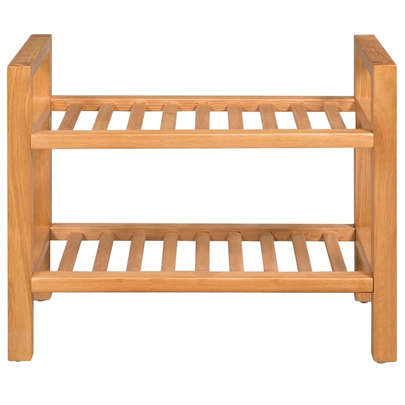 Pemberly Row Solid Oak Compact Simple Shoe Rack Wood in Brown