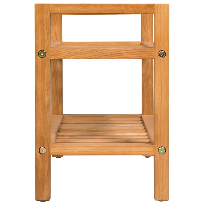 Pemberly Row Solid Oak Compact Simple Shoe Rack Wood in Brown