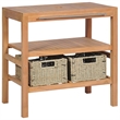 Pemberly Row Teak Wood Vanity Cabinet with steel handle in Warm Brown
