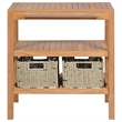 Pemberly Row Teak Wood Vanity Cabinet with steel handle in Warm Brown