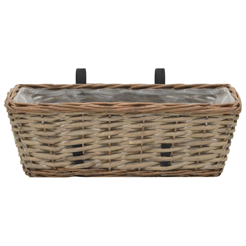 Pemberly Row Wicker Balcony Planter With Pe Lining Medium in Brown (Set of 2)
