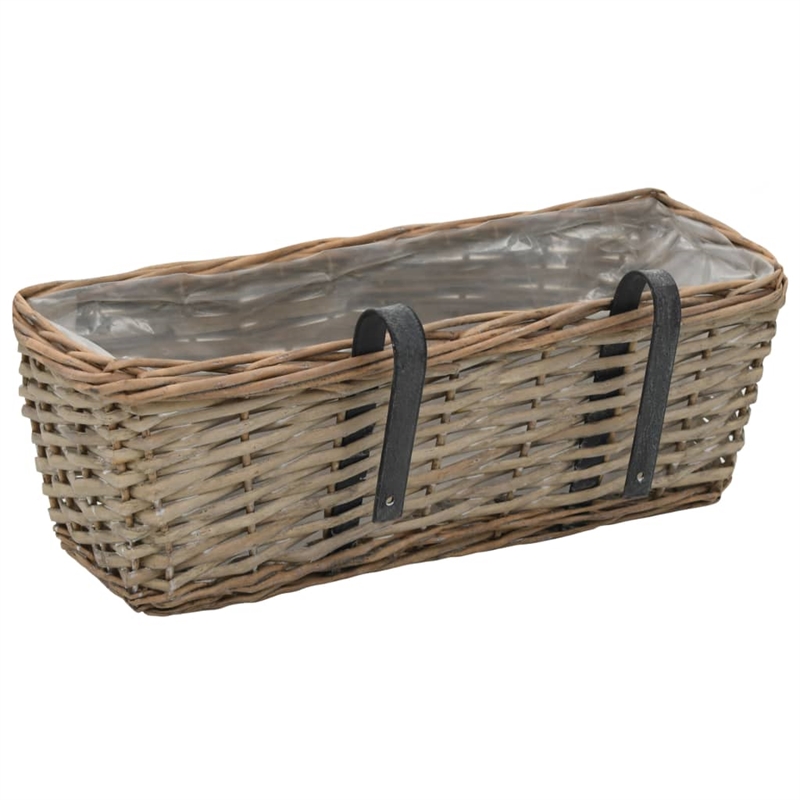 Pemberly Row Wicker Balcony Planter With Pe Lining Medium in Brown (Set of 2)
