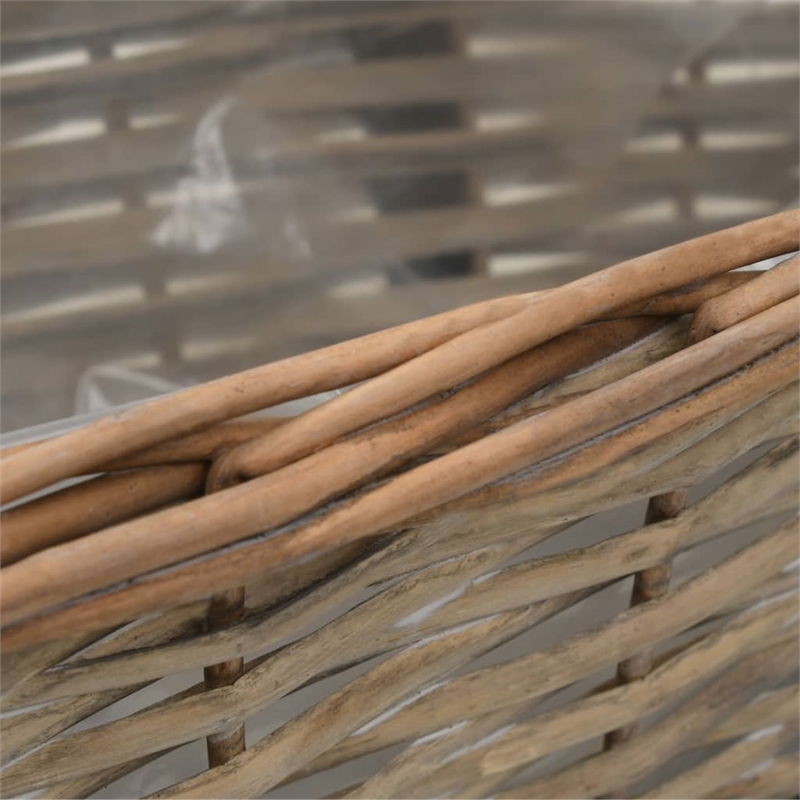 Pemberly Row Wicker Balcony Planter With Pe Lining Medium in Brown (Set of 2)