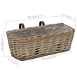 Pemberly Row Wicker Balcony Planter With Pe Lining Medium in Brown (Set of 2)