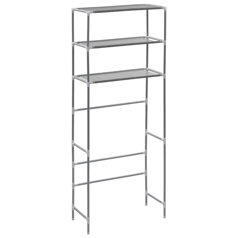 Pemberly Row Contemporary Storage Rack Over Laundry in Silver