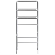 Pemberly Row Contemporary Storage Rack Over Laundry in Silver
