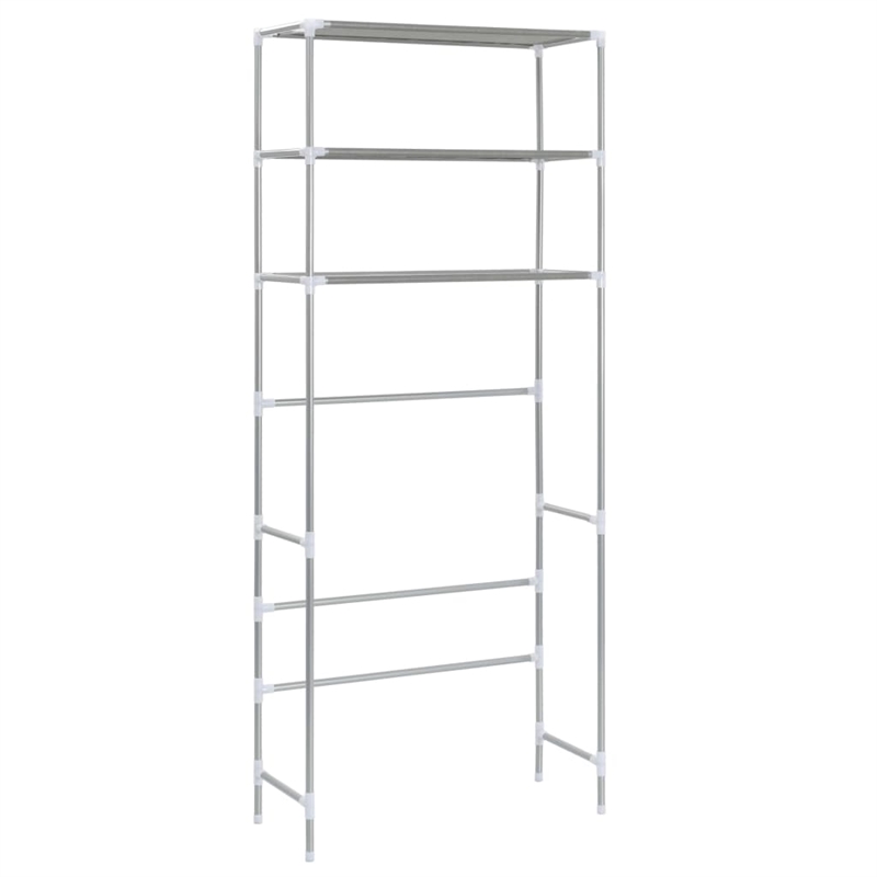 Pemberly Row Contemporary Storage Rack Over Laundry in Silver