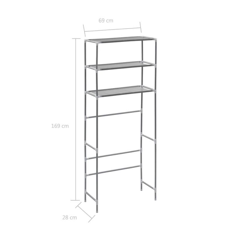 Pemberly Row Contemporary Storage Rack Over Laundry in Silver