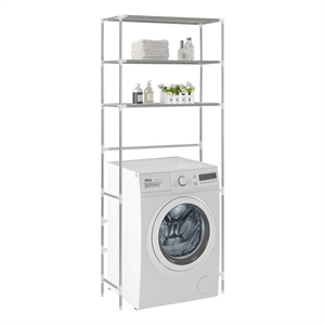 Pemberly Row Contemporary Storage Rack Over Laundry in Silver