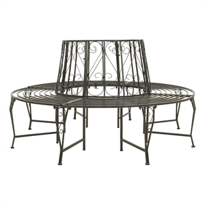 Pemberly Row 63 in Diameter Outdoor Round Bench in Grey Silver Steel