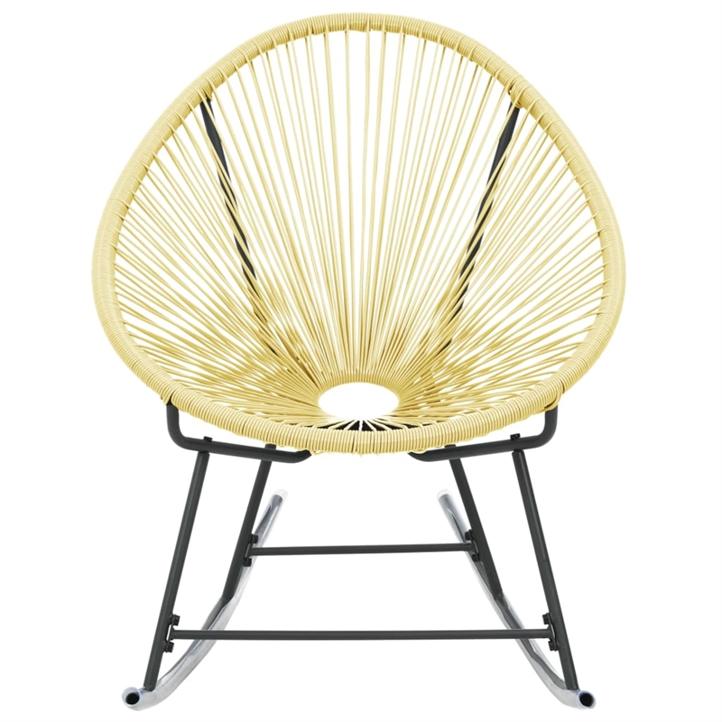 Pemberly Row Poly Rattan Powder-Coated Steel Standard Acapulco Chair in Beige