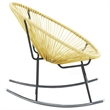Pemberly Row Poly Rattan Powder-Coated Steel Standard Acapulco Chair in Beige