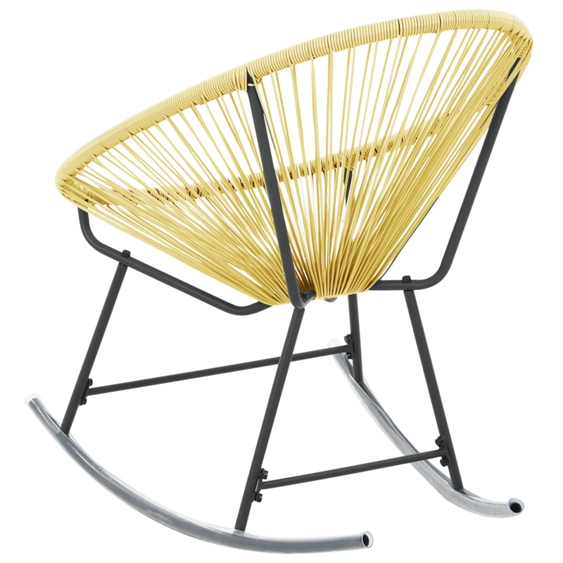 Pemberly Row Poly Rattan Powder-Coated Steel Standard Acapulco Chair in Beige