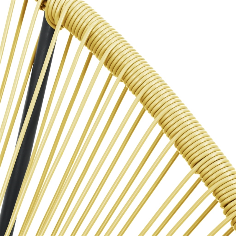 Pemberly Row Poly Rattan Powder-Coated Steel Standard Acapulco Chair in Beige