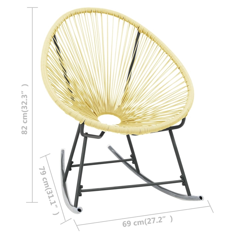 Pemberly Row Poly Rattan Powder-Coated Steel Standard Acapulco Chair in Beige