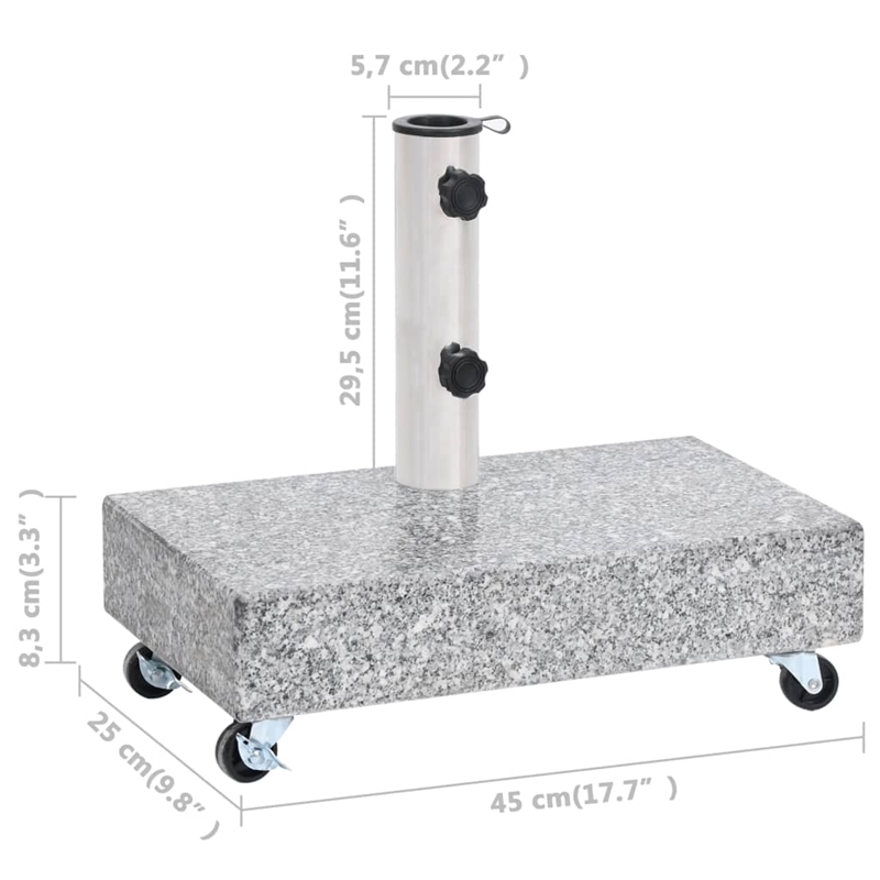 Pemberly Row Contemporary Light Granite Standard Umbrella Base in Grey