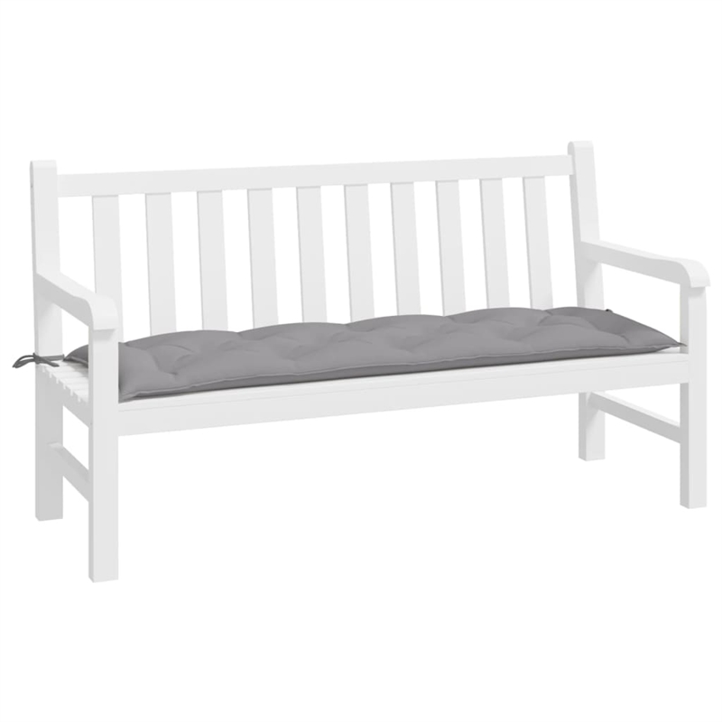 Pemberly Row Polyester Oxford Fabric Garden Bench Cushion in Gray