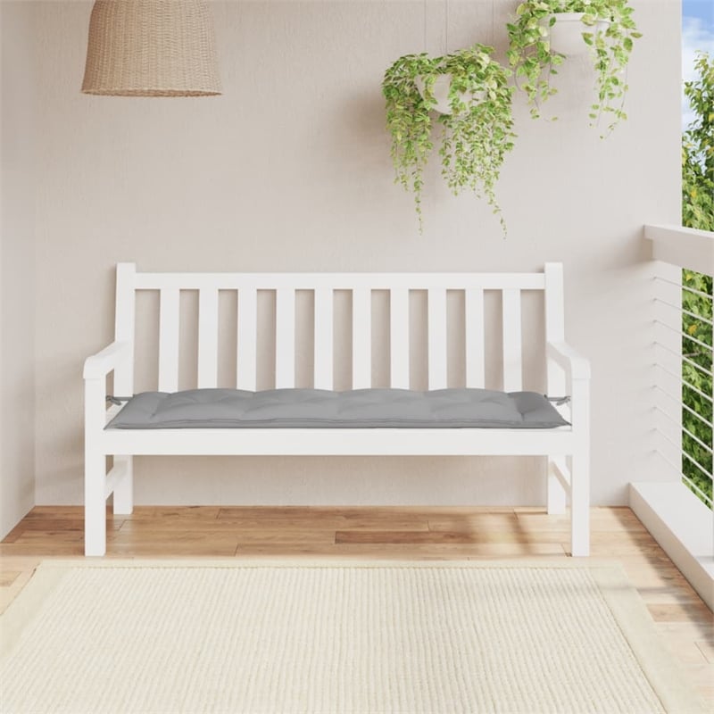 Pemberly Row Polyester Oxford Fabric Garden Bench Cushion in Gray