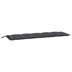 Pemberly Row Polyester Oxford Fabric Garden Bench Cushion in Anthracite
