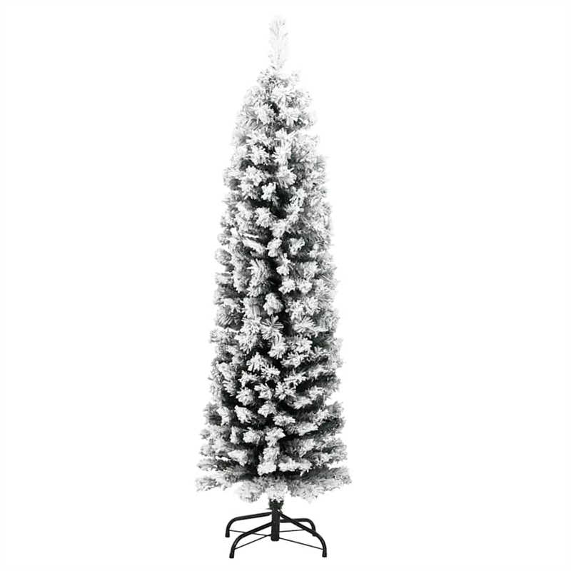 Pemberly Row PVC Artificial Christmas Tree w/ Steel Slim Ornaments in Green