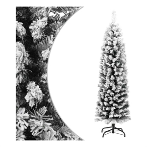 Pemberly Row PVC Artificial Christmas Tree w/ Steel Slim Ornaments in Green