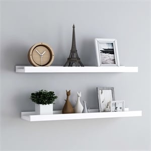 Pemberly Row 31.5&quot Long Wall Mounting Frame Ledge Shelf MDF in White (Set of 2)