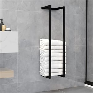 Pemberly Row 37.4&quot Tall Rectangular Iron Towel Rack in Black