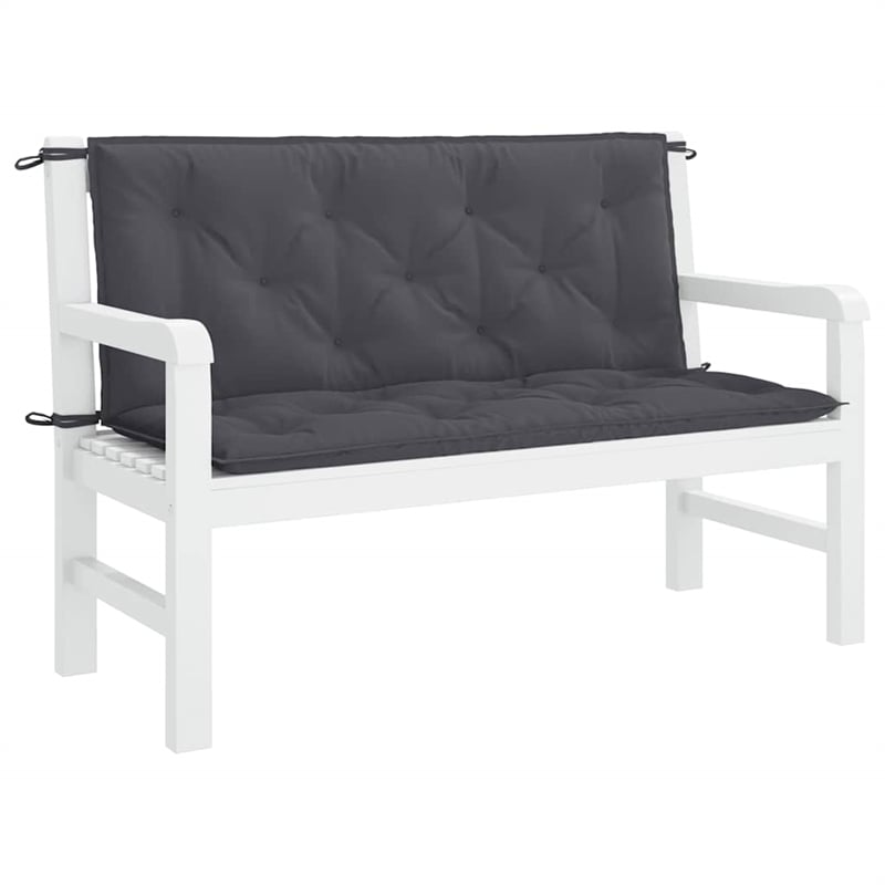 Pemberly Row Contemporary Garden Bench Cushion in Anthracite (Set of 2 )