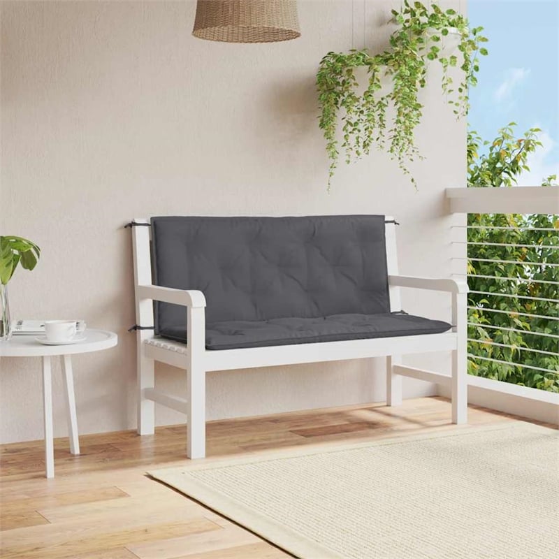 Pemberly Row Contemporary Garden Bench Cushion in Anthracite (Set of 2 )